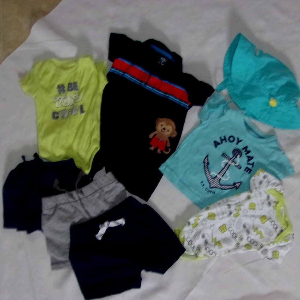 BUNDLE lot Size newborn 3 6 m summer month baby boys boy set lot short 6m shirts